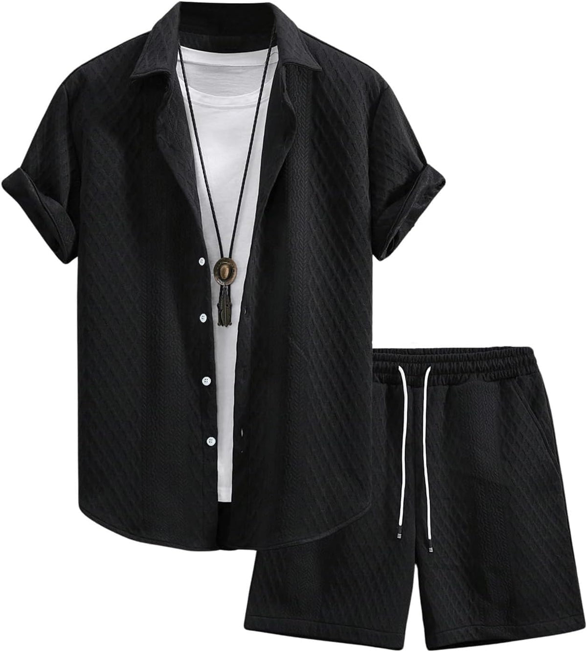 Men's Textured Waffle 2-Piece Summer Outfit Set