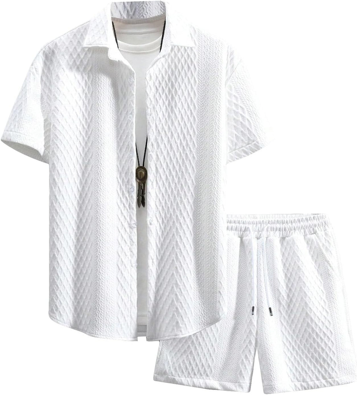 Men's Textured Waffle 2-Piece Summer Outfit Set