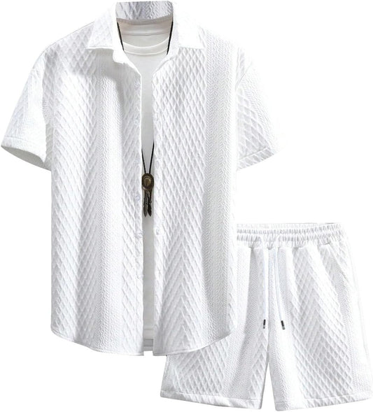 Men's Textured Waffle 2-Piece Summer Outfit Set
